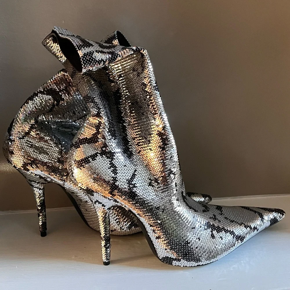 Balenciaga Sequin Noir Knife Sock Bootie Shoes 9US/39EU - Picture 6 of 13